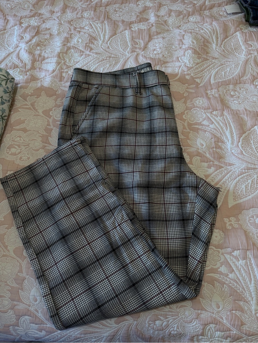 American Eagle Outfitters Black and Gray Plaid Trousers